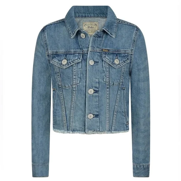 * Polo by Ralph Lauren Logo Cropped Denim Jacket Size 16